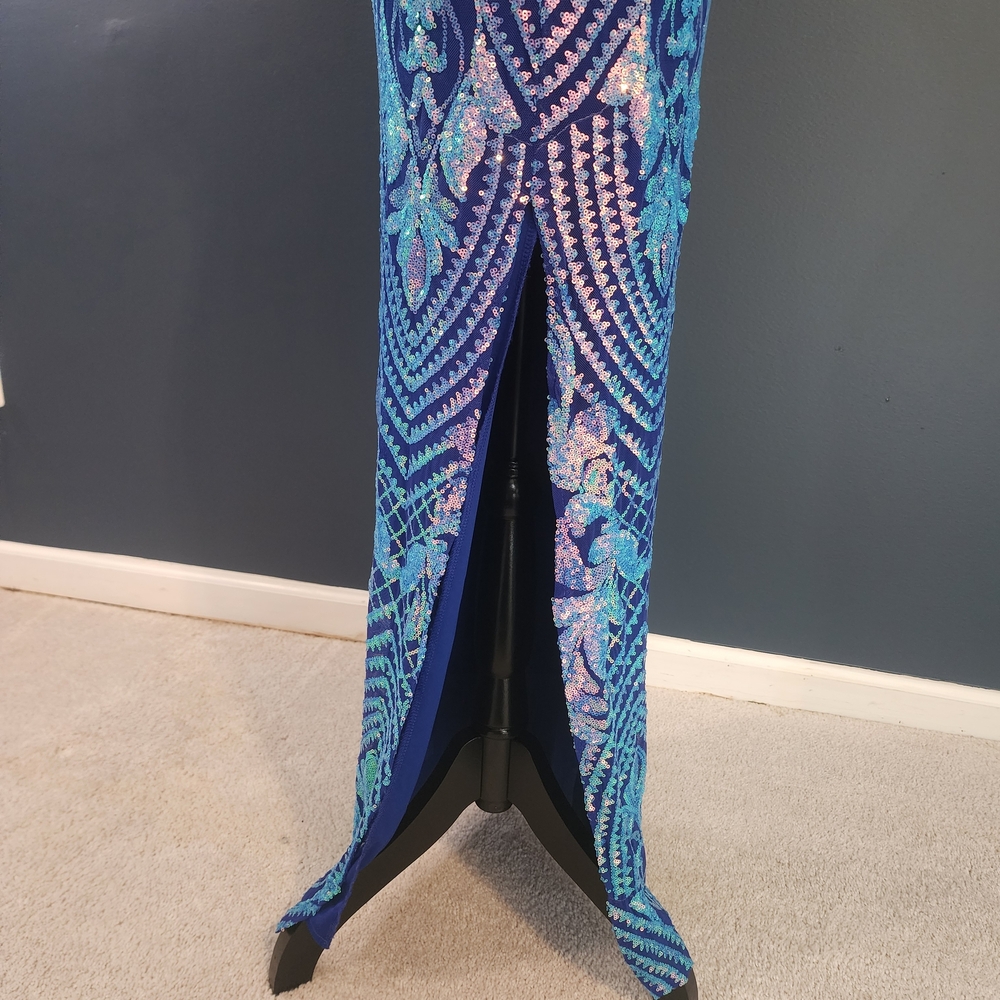 Emerald Sundae Blue Patterned Sequin Spaghetti St… - image 10